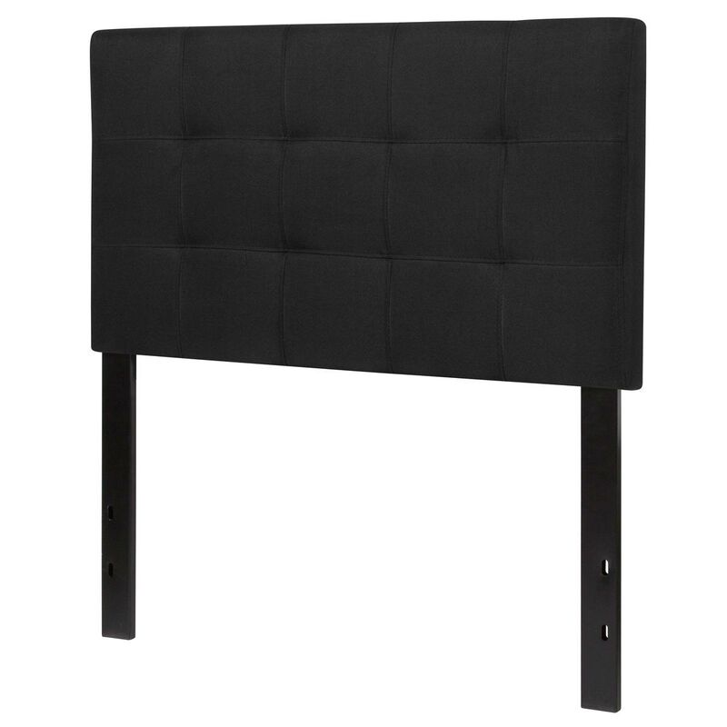 QuikFurn Twin size Modern Black Fabric Box-Stitch Upholstered Headboard