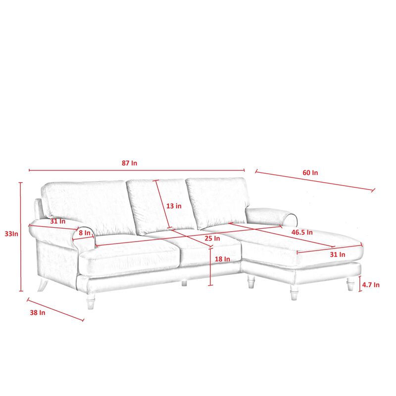 Rustic Manor Bridgette Velvet/Linen Chaise Sofa