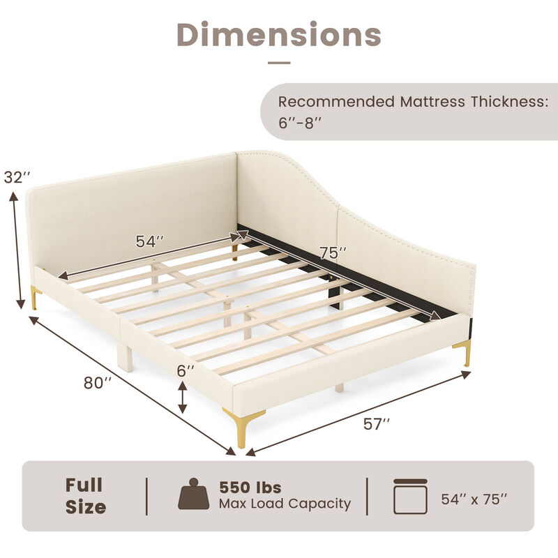 Upholstered Daybed with Metal Legs and Wood Slats for Stylish and Durable Seating or Sleeping Solution