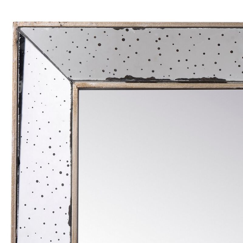 Filo 18 Inch Square Wall Accent Mirror, Raised Tray Edges, Mirrored Frame - Benzara