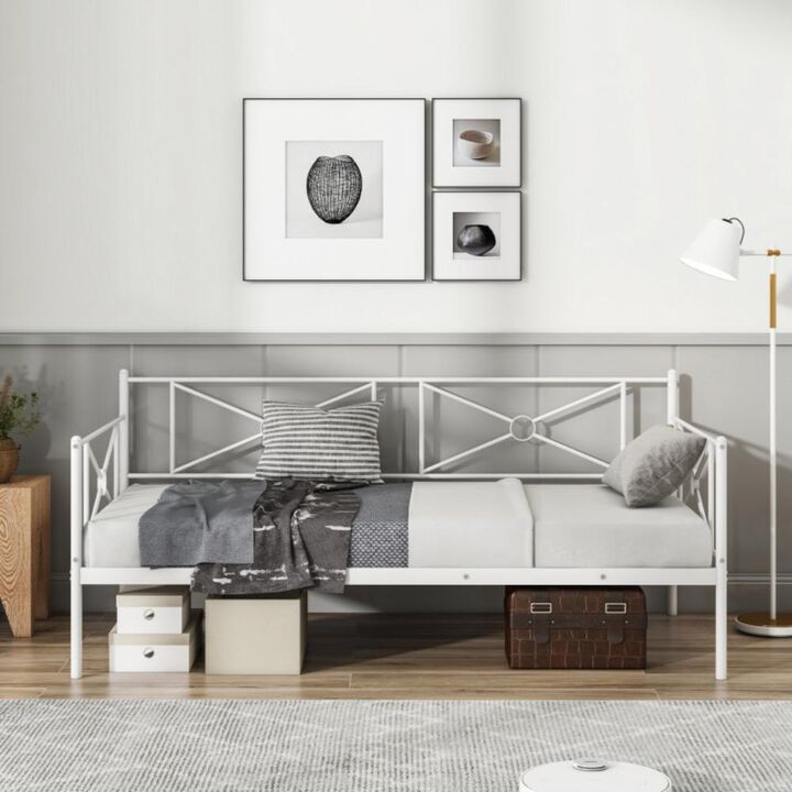 Hivvago Metal Daybed Twin Bed Frame Stable Steel Slats Sofa Bed