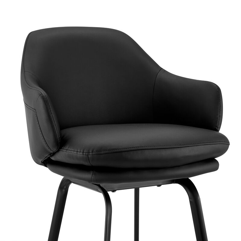 Brigden Gray Faux Leather and Black Metal Swivel  Counter Stool