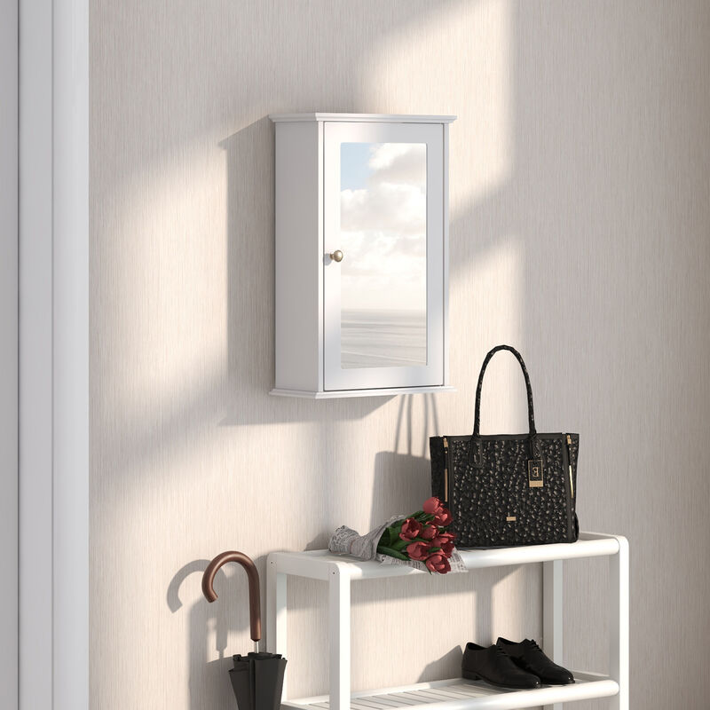 Costway Bathroom Medicine Cabinet with Mirror Cabinet Reversible Single Door Organizer