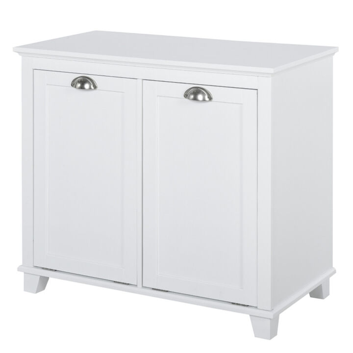 Tilt-Out Laundry Sorter Cabinet, Bathroom Organizer with Storage Compartments