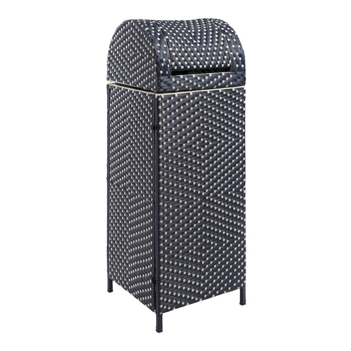 Ellison All-Weather Wicker/Metal Swing Top Hideaway Outdoor Trash Can