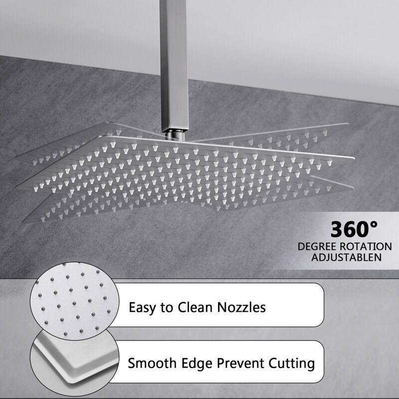 12 Inch Bathroom Rain Shower Combo Set With Hand Shower