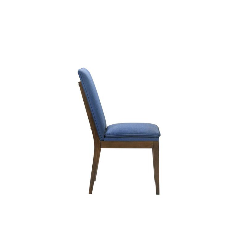 New Classic Furniture Maggie Dining Chair W/Blue Cushion-Walnut