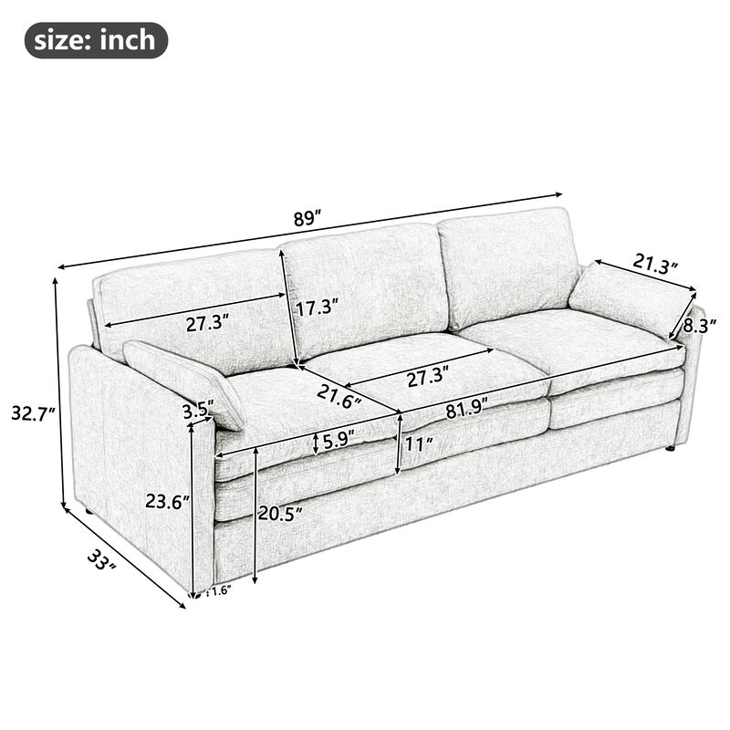 Merax Modern Chenille 3-seater Sofa Couch for Living Room