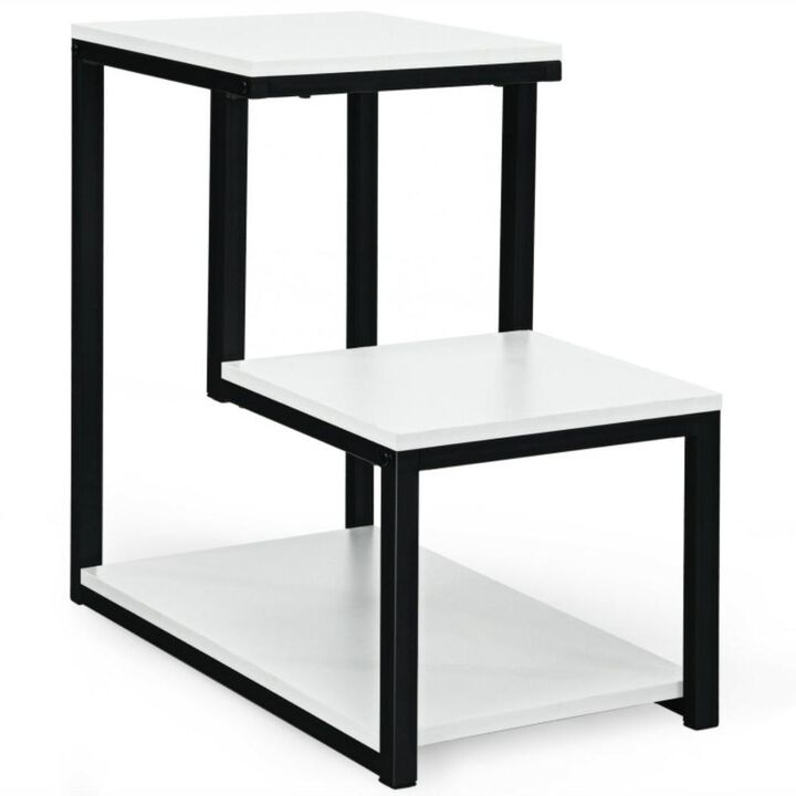 Hivvago 3-Tier End Table Sofa Side Table Ladder-Shaped with Storage Shelf