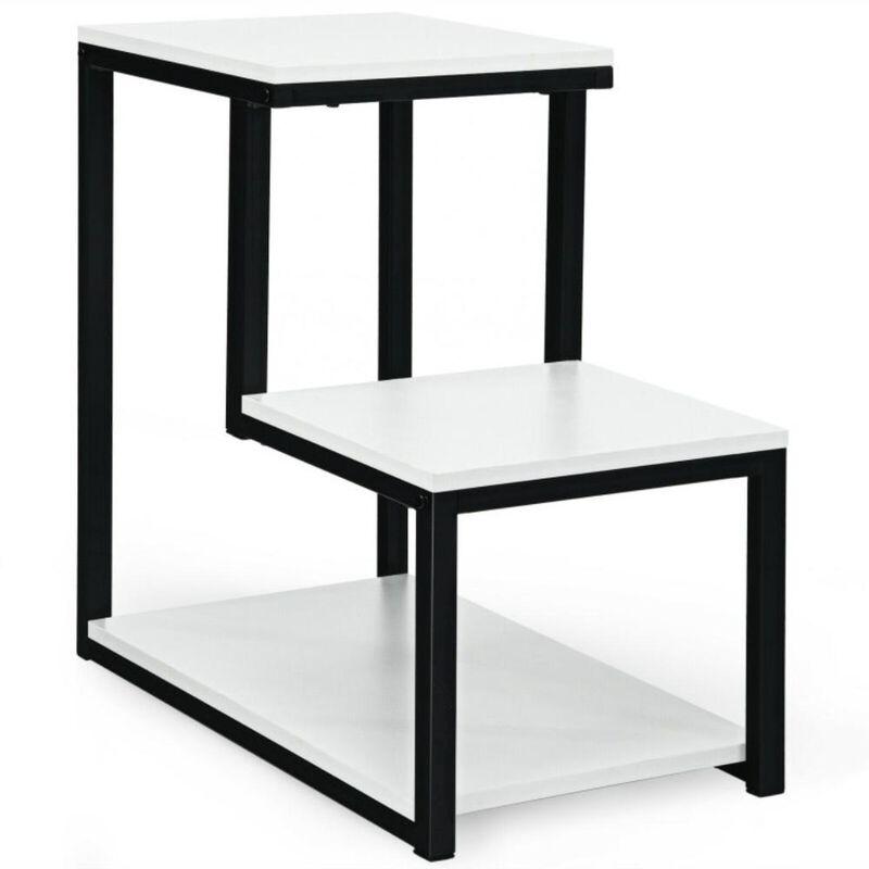 Hivvago 3-Tier End Table Sofa Side Table Ladder-Shaped with Storage Shelf