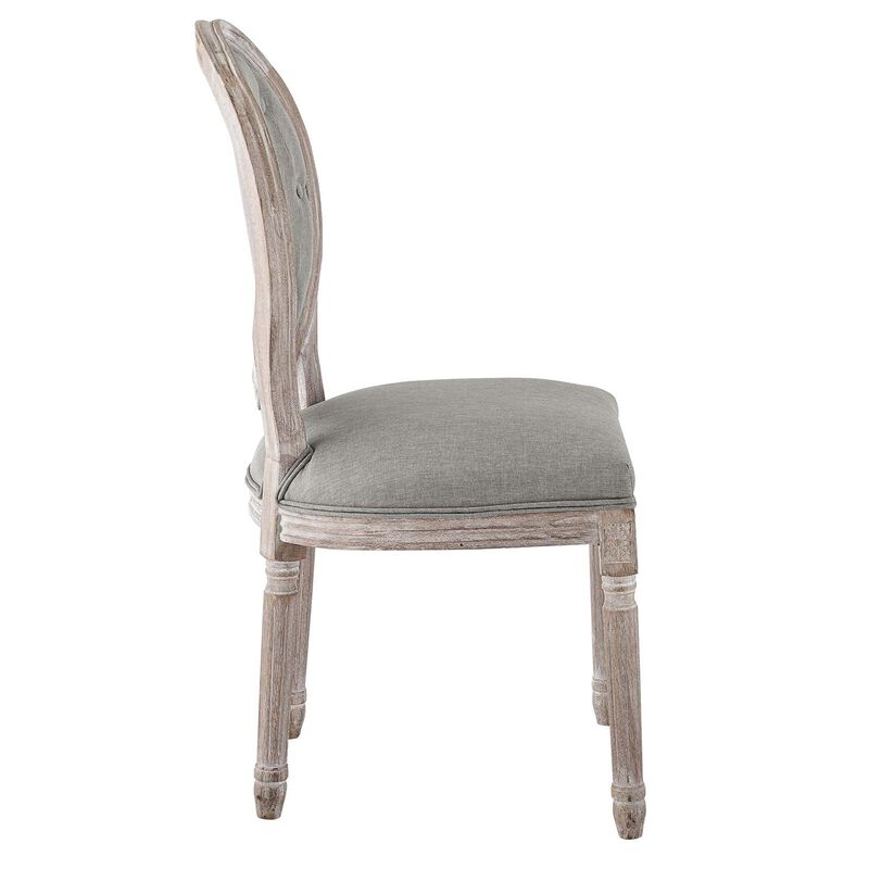 Modway Arise French Vintage Tufted Upholstered Fabric Dining Side Chair in Light Gray