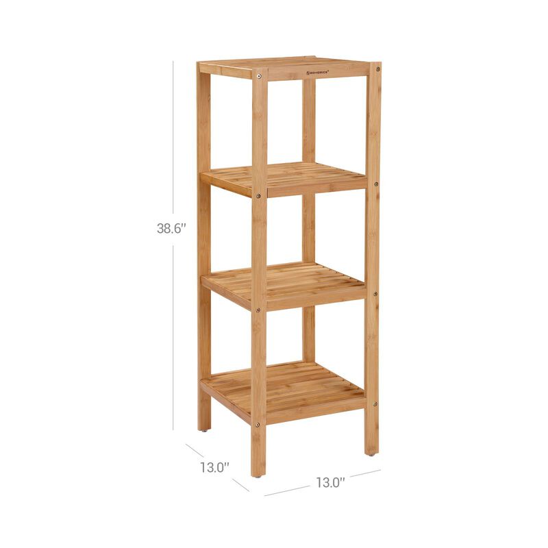 Stylish 4-Tier Bamboo Storage Rack for Bathroom Shelving