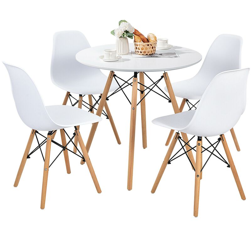 5 Pieces Table Set With Solid Wood Leg For Dining Room