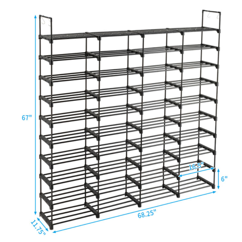 10-Tier Shoe Rack Storage Organizer, Stackable Shoe Cabinet for Entryway, Holds 80 Pairs of Shoes