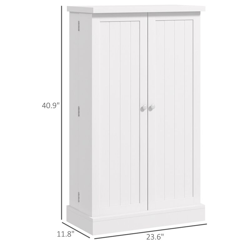 White Freestanding Kitchen Pantry: 5-Tier, 12 Spice Rack, Adjustable
