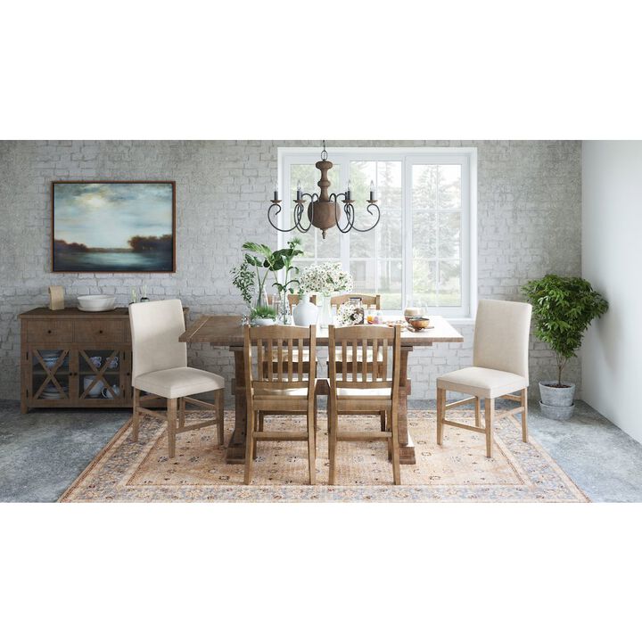 Jofran Modern Rustic Distressed Solid Wood Upholstered Parsons Stool (Set of 2)