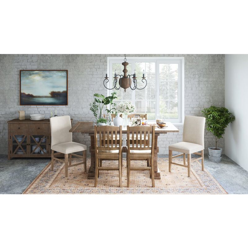 Jofran Modern Rustic Distressed Solid Wood Upholstered Parsons Stool (Set of 2)