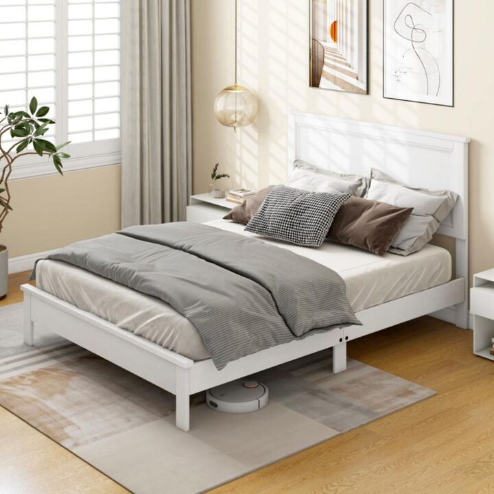 Hivvago Full Size Platform Slat Bed Frame with High Headboard