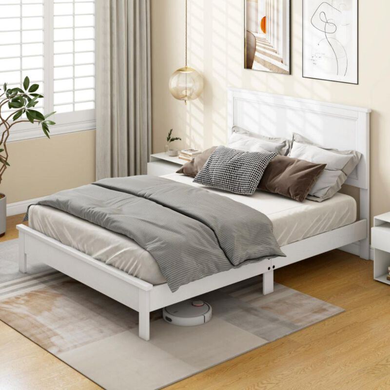 Hivvago Full Size Platform Slat Bed Frame with High Headboard