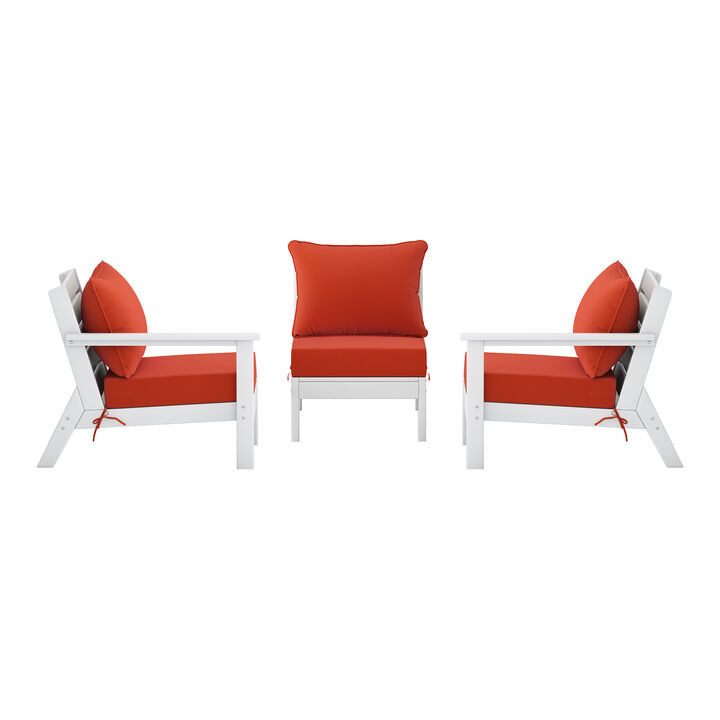 WestinTrends Outdoor Patio HDPE Sectional Sofa with Patio Cushions