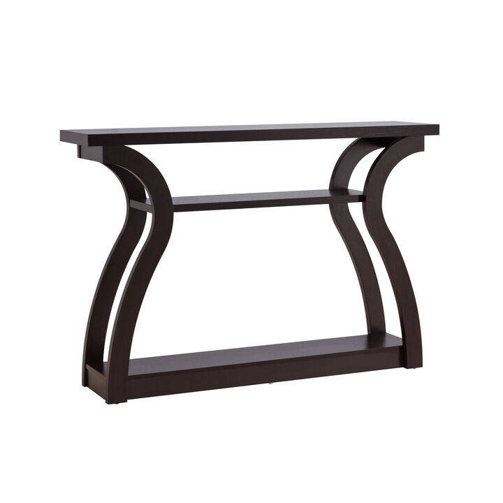 Red Cocoa Curved Body Console Table with 2 Shelves