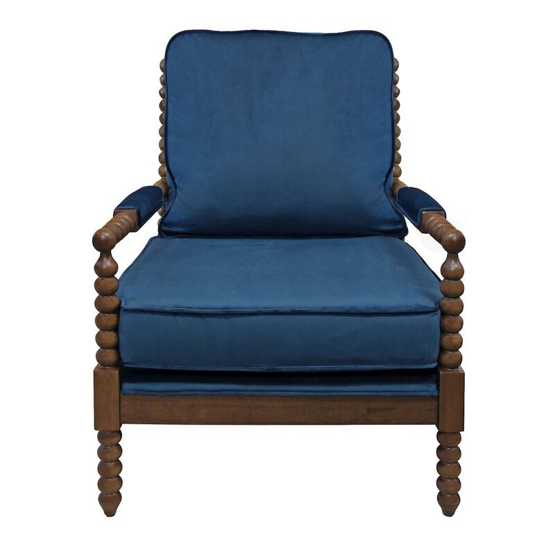 Traditional Wyndham Occasional Chair in Royal Blue Velvet