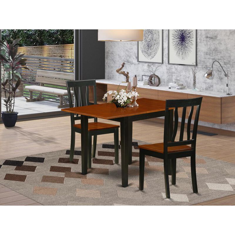 East West Furniture Dining Room Set Black & Cherry, NDAN3-BCH-W