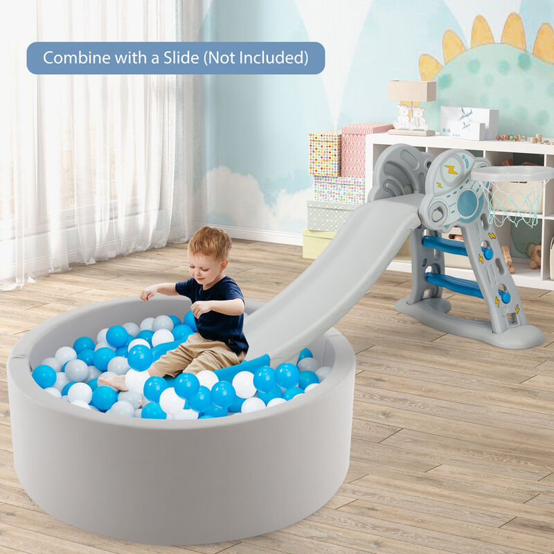 Kiddie Baby Playpen with 200 Ocean Balls and Storage Bag-Grey