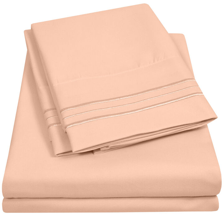 5 Piece Sheet Set, Ultra Soft 1800 Series Collection - Split King, Royal Blue