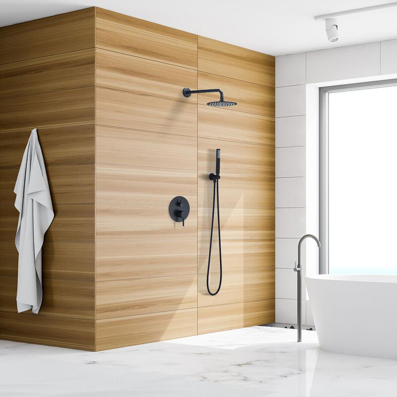 Altair Complete Shower System in Matte Black with Rough-In Valve