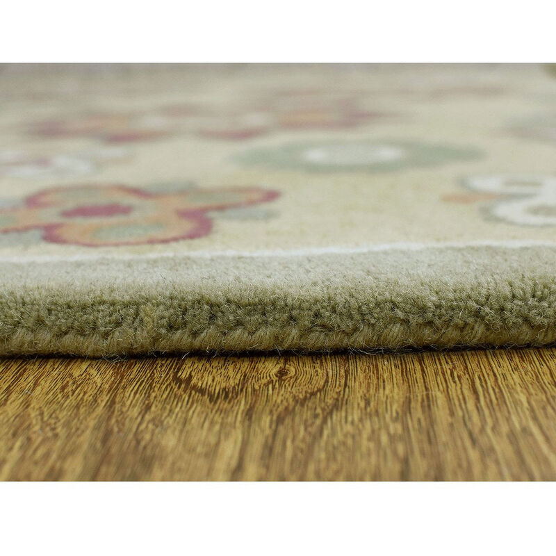 RUGSOTIC CARPETS HAND TUFTED WOOL ECO-FRIENDLY AREA RUGS  - 5'x7'6'', Rectangle Shape, Light Green, Floral Modern Design, High Pile Handmade Anti Skid Area Rugs for Living Room, Bed Room (K03114)