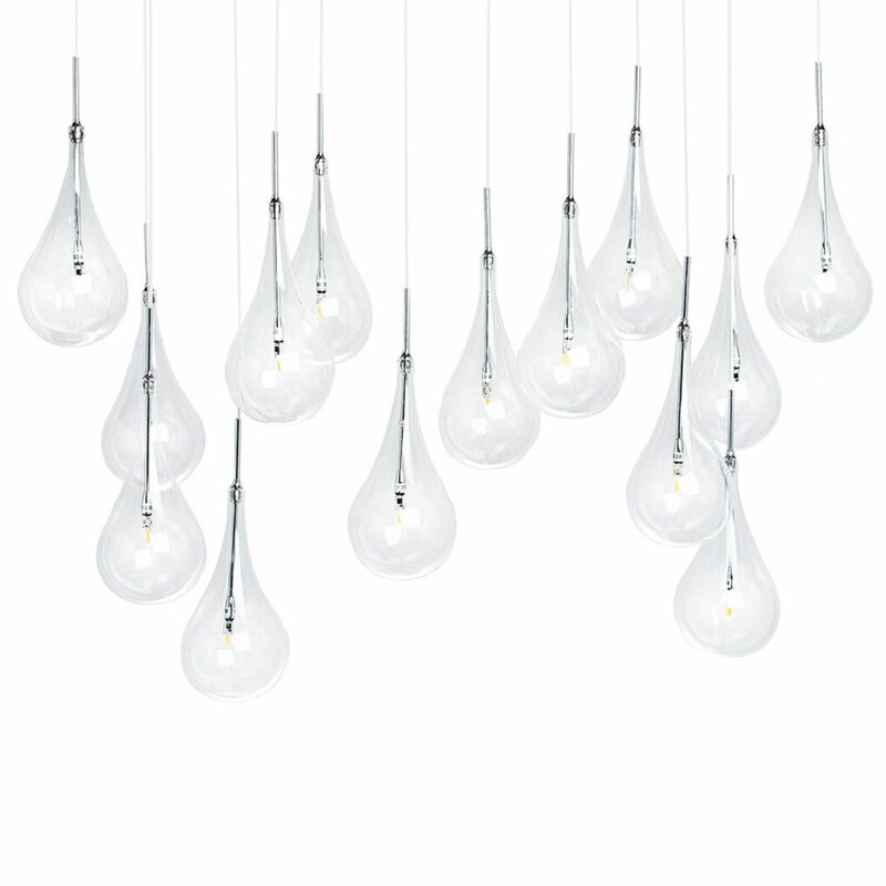 Clear Globes Chandelier Chrome Metal and Glass 14 LED Lights