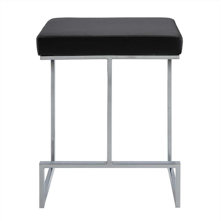 Carolina Living Kafka 24 Counter Stool - Chrome - Black Leatherette Upholstery