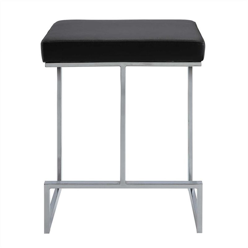Carolina Living Kafka 24 Counter Stool - Chrome - Black Leatherette Upholstery