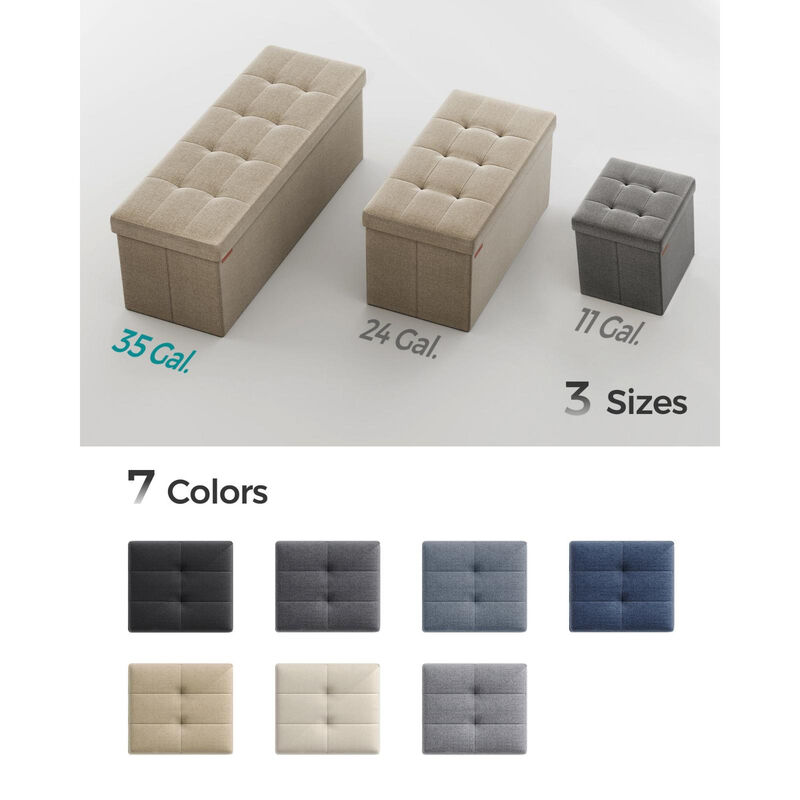 43-Inch Folding Storage Ottoman Bench with Wooden Divider - Storage Chest and Foot Rest Stool