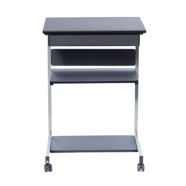 Rolling Laptop Cart With Storage, Graphite
