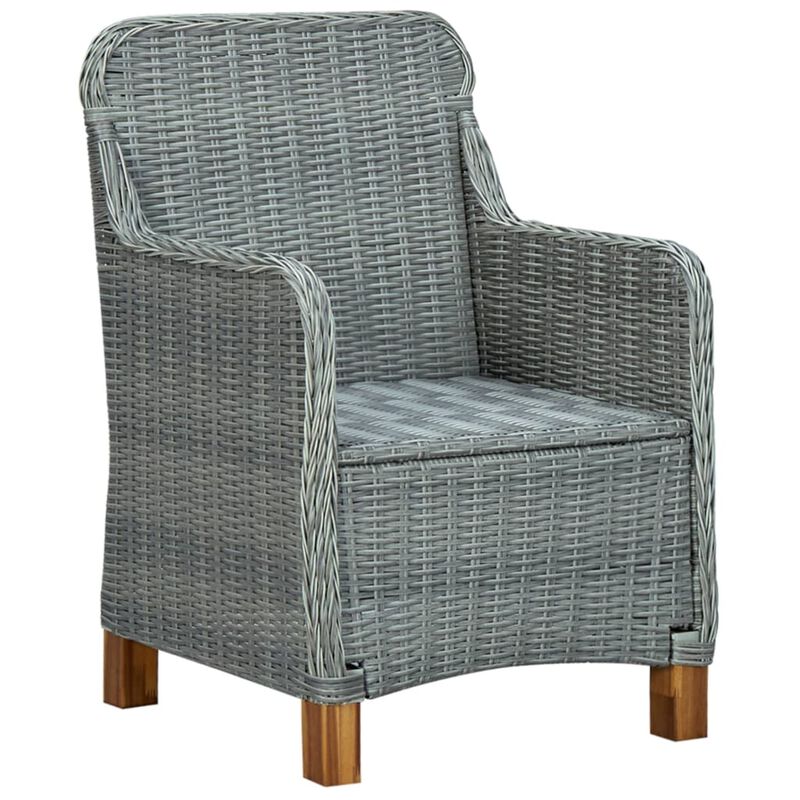 vidaXL Garden Chairs with Cushions 2 pcs Poly Rattan Light Gray