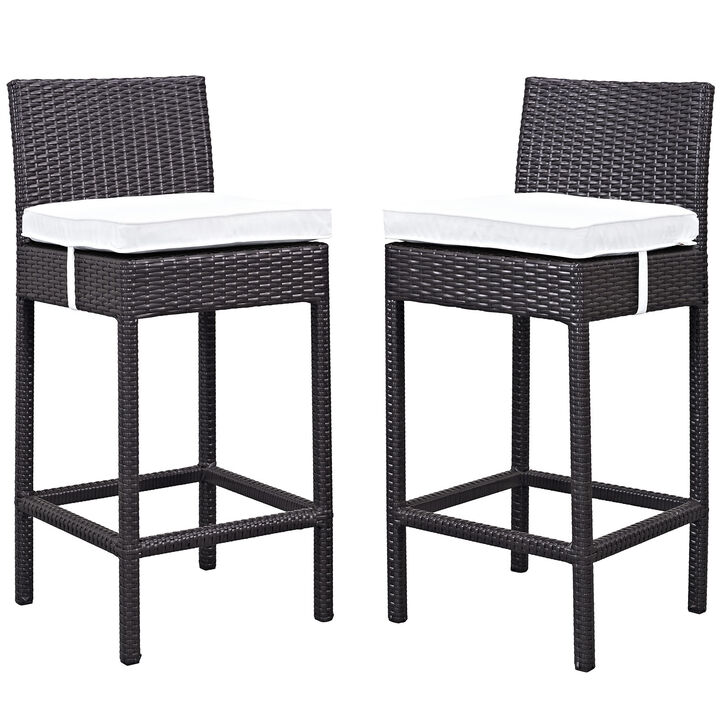 White Lift Bar Stool Outdoor Patio Set of 2
