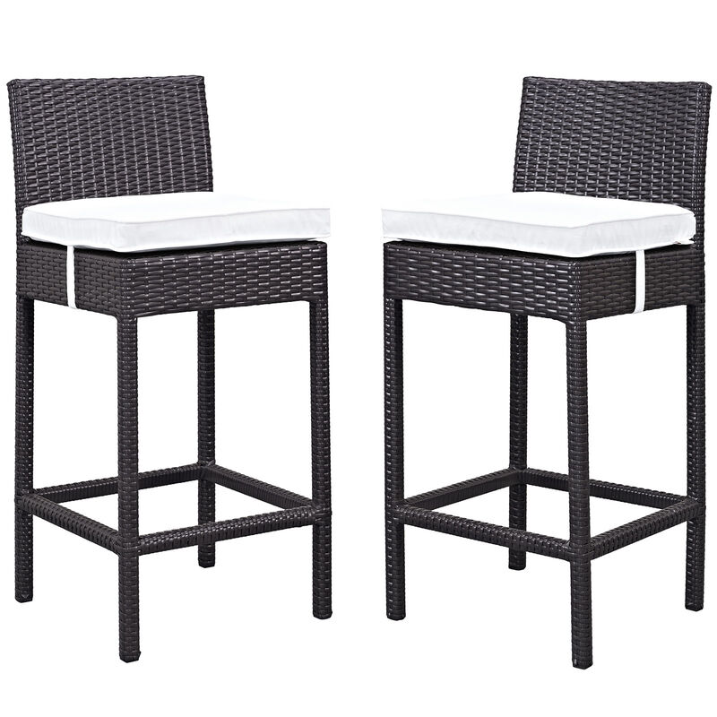 White Lift Bar Stool Outdoor Patio Set of 2