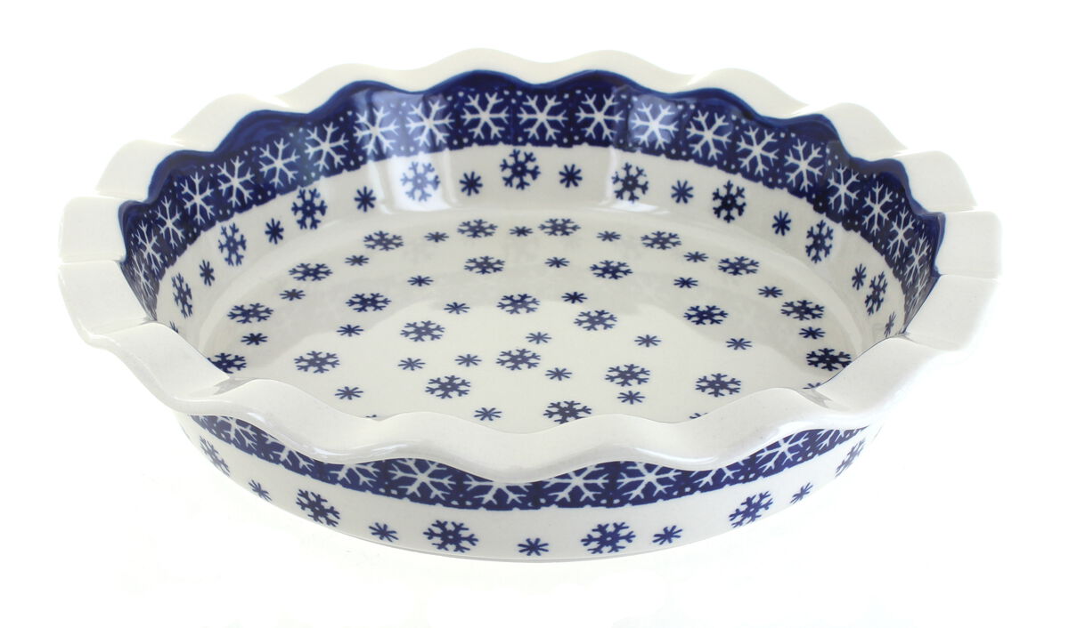 Blue Rose Polish Pottery Dots Pie Plate