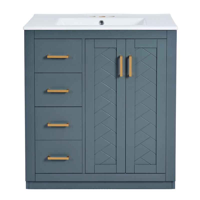 Merax Solid Wood Frame Freestanding Vanity for Bathroom