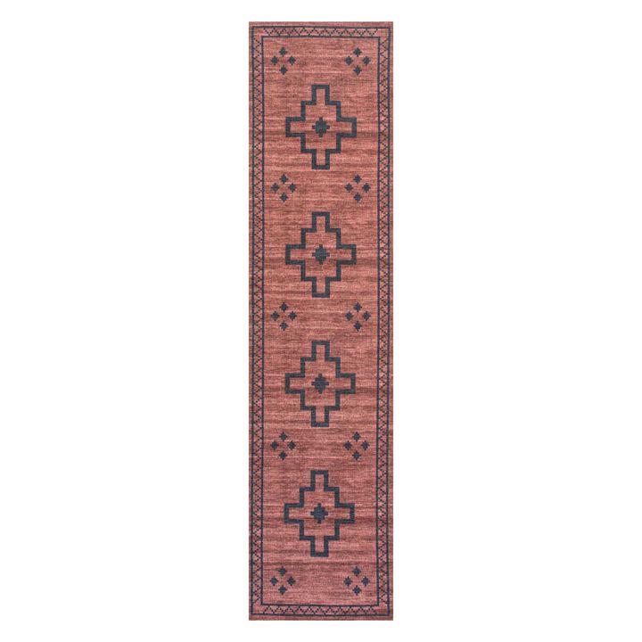Korsa Geometric Medallion Machine Washable Area Rug