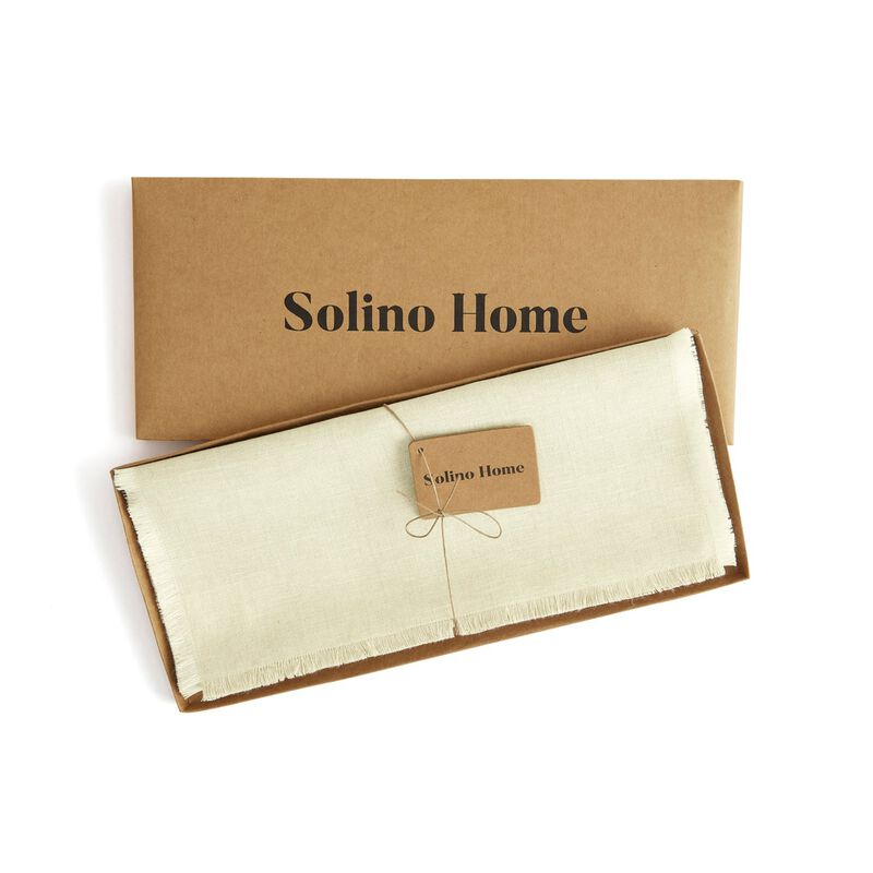 Solino Home 100% Pure Linen Table Runner 14 x 108 Inch | Fringe