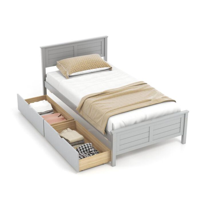 Hivvago Twin Size Bed Frame with Storage Drawers