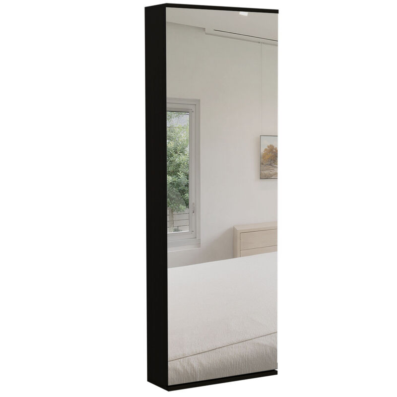 Leto Wall Mounted Shoe Rack With Mirror, Single Door, Capacity For Ten Shoes