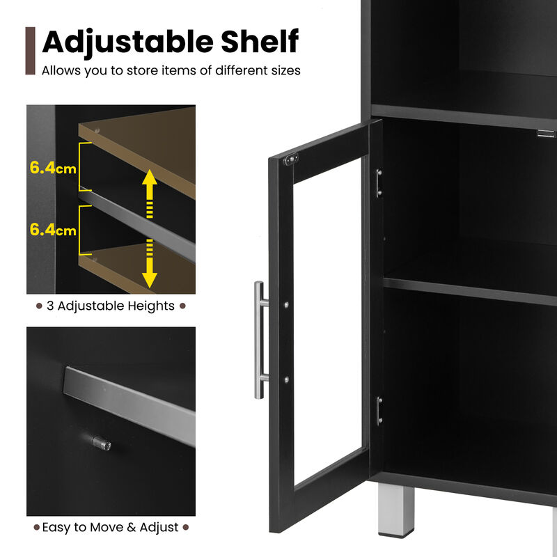 Costway 71'' Tall Tower Bathroom Storage Cabinet Organizer Display Shelves Bedroom Grey