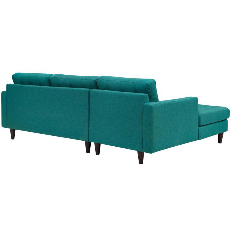 Empress Left-Facing Upholstered Fabric Sectional Sofa - Teal