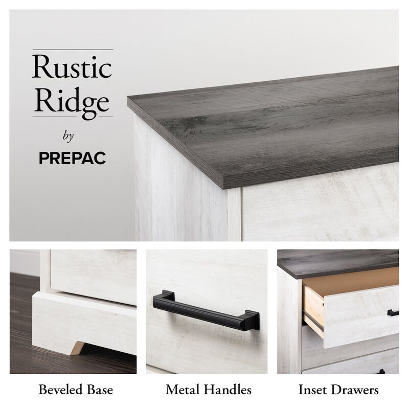 Prepac Chest, Wooden Bedroom Dresser with 6 Storage Drawers, 18.25in x 53.25in x 28.5in