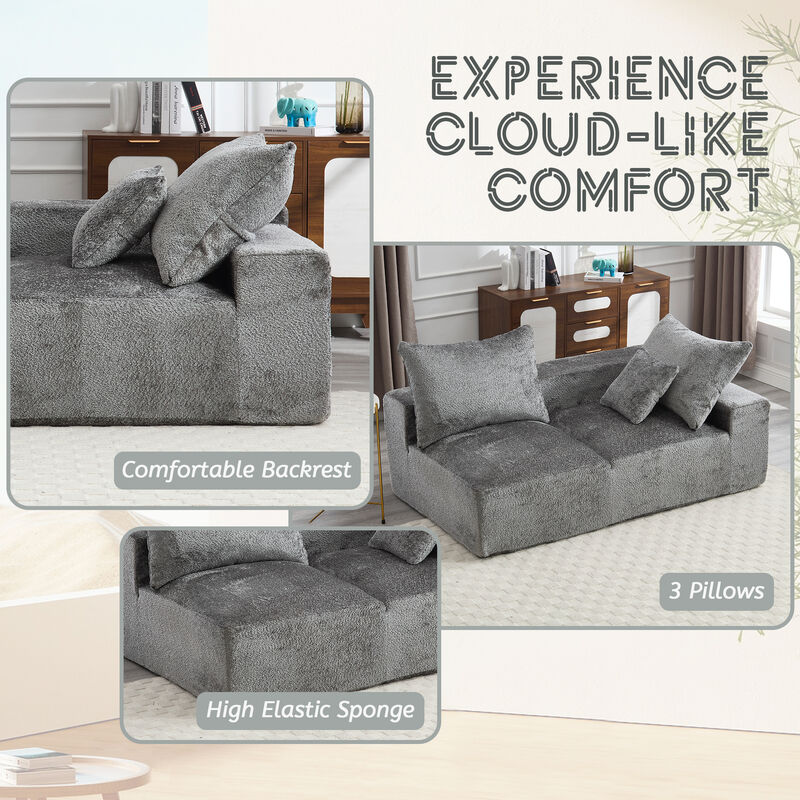 Merax Modern Deep Seat Chenille Fabric Sofa Couch
