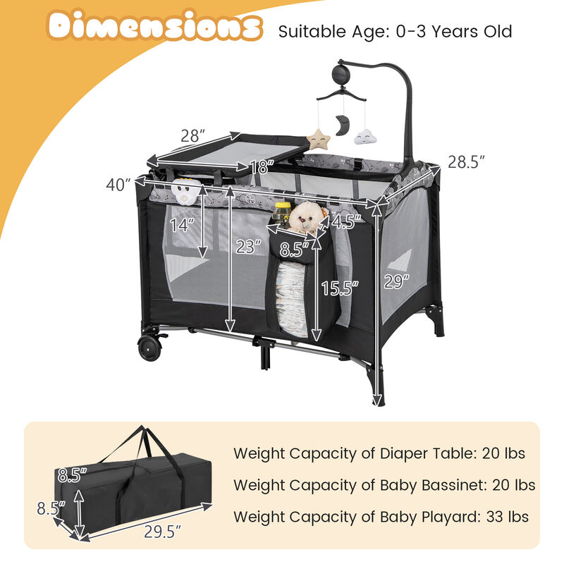 Multi-Functional Baby Playpen with Mattress and Removable Changing Table